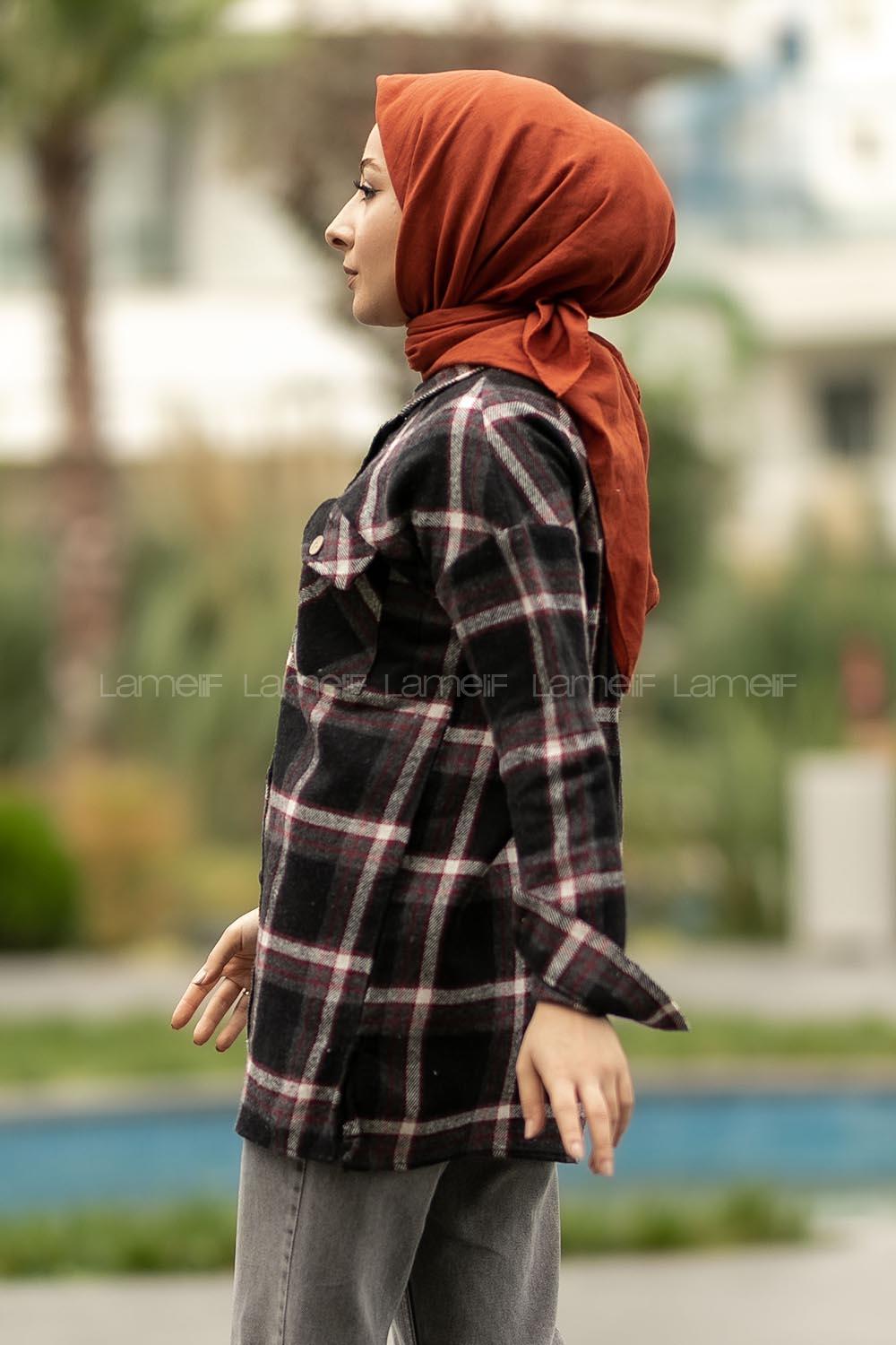 Modalamelif Çift Cepli Oduncu Gömlek Kırmızı-Antrasit