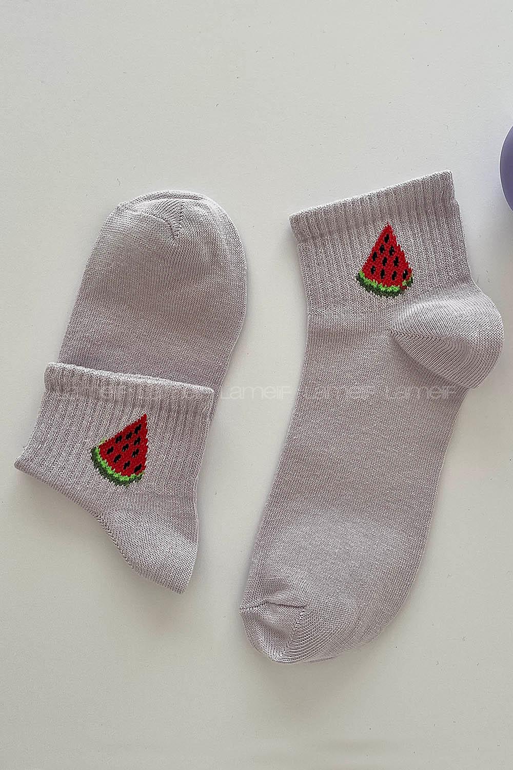 Modalamelif Karpuz Baskılı Lila Çorap