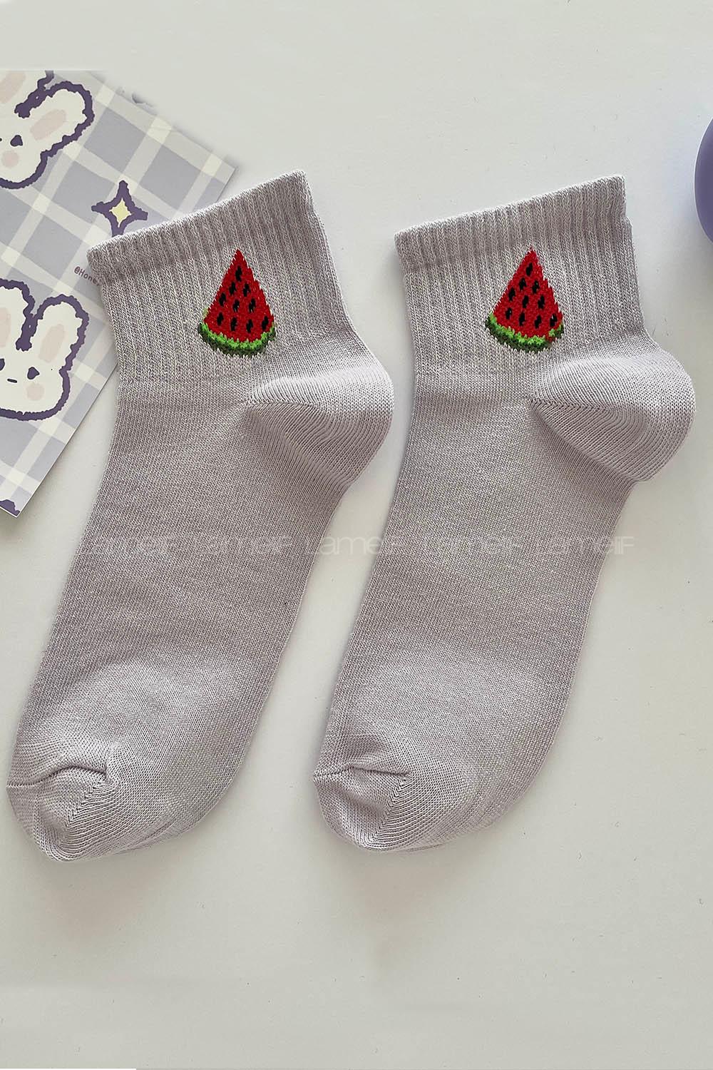 Modalamelif Karpuz Baskılı Lila Çorap