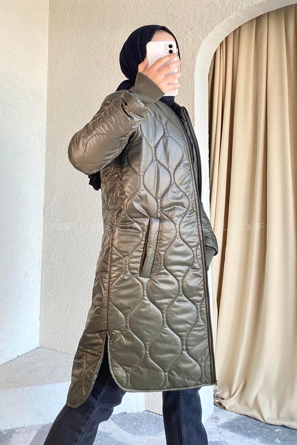 Modalamelif Kapitone Model Şişme Mont Haki