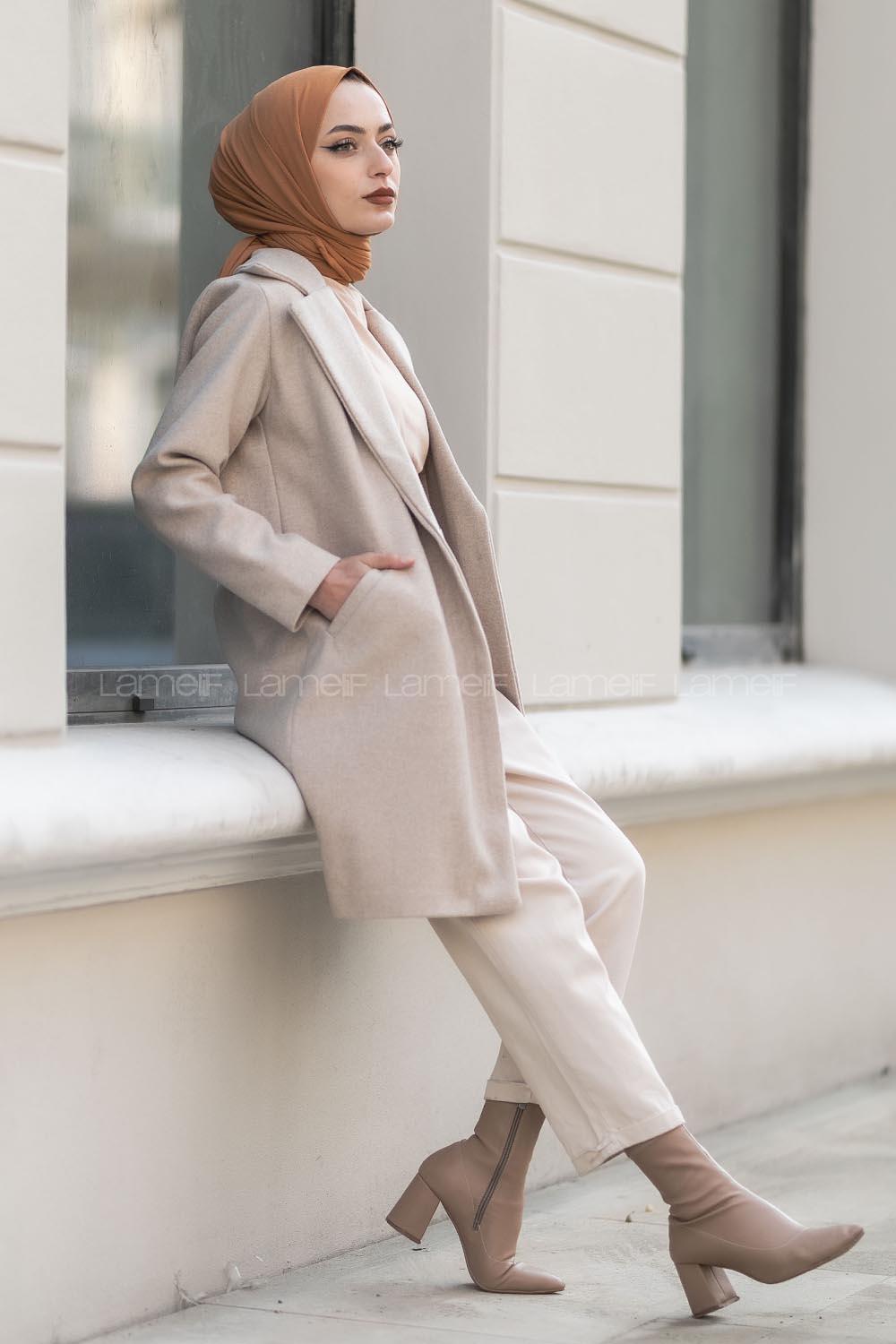 Modalamelif Tek Düğme Detaylı Çift Cepli Kaban Bej