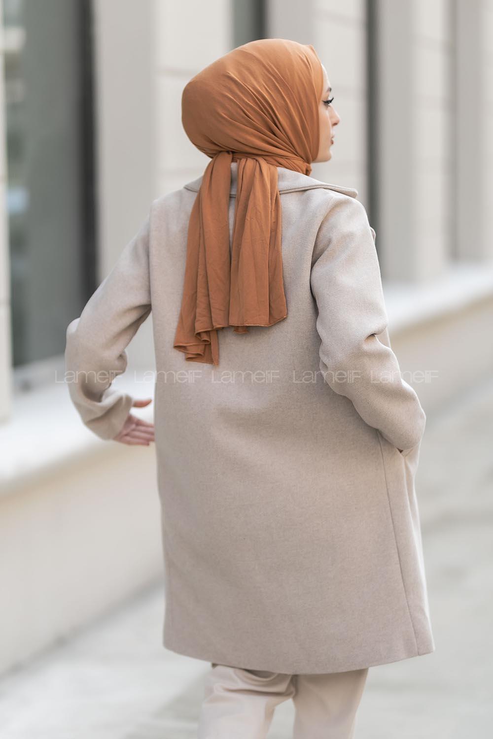 Modalamelif Tek Düğme Detaylı Çift Cepli Kaban Bej