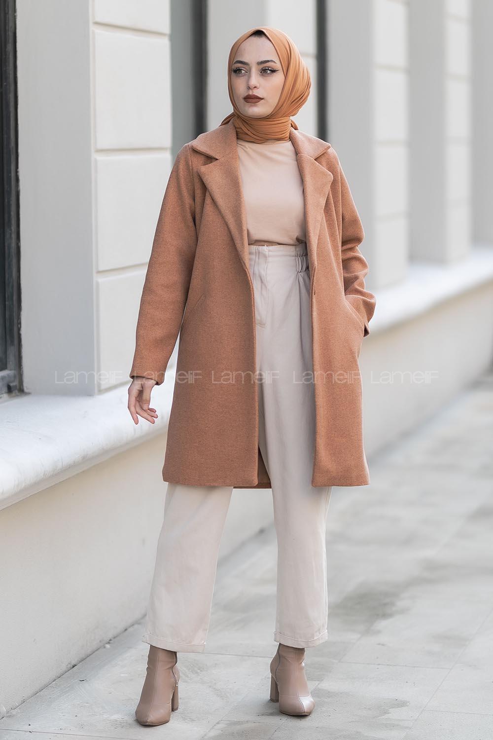 Modalamelif Tek Düğme Detaylı Çift Cepli Kaban Taba