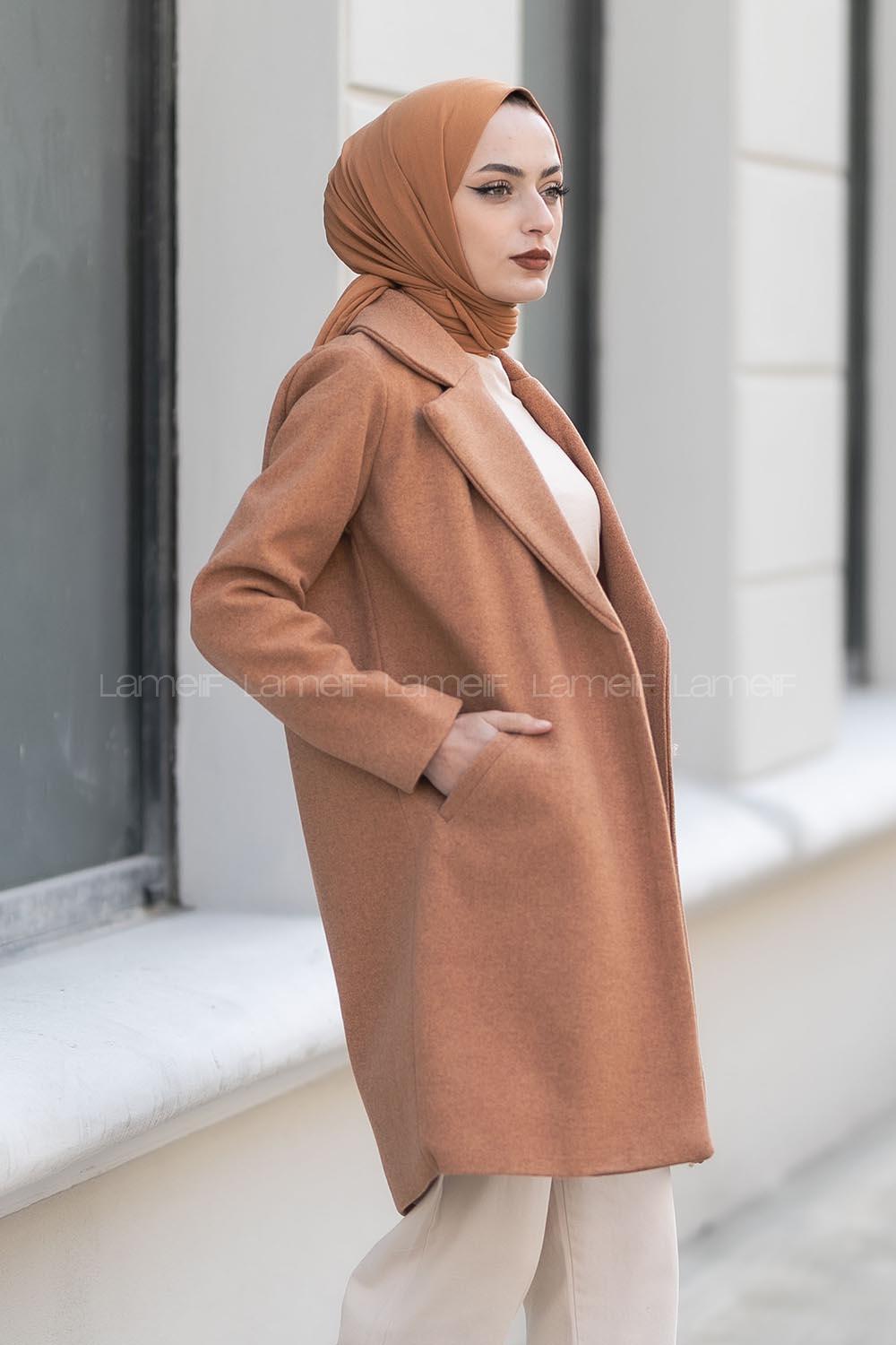 Modalamelif Tek Düğme Detaylı Çift Cepli Kaban Taba