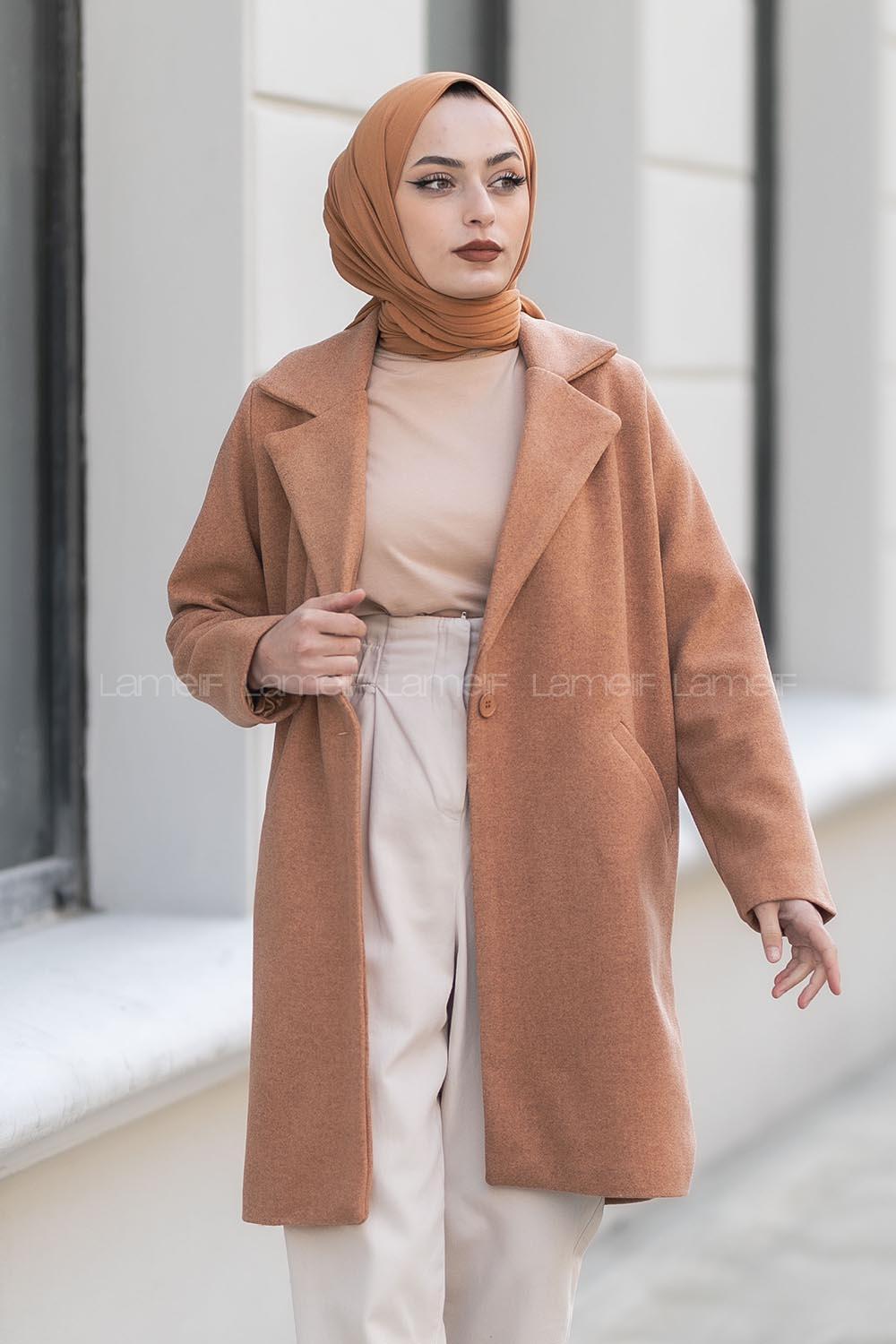 Modalamelif Tek Düğme Detaylı Çift Cepli Kaban Taba