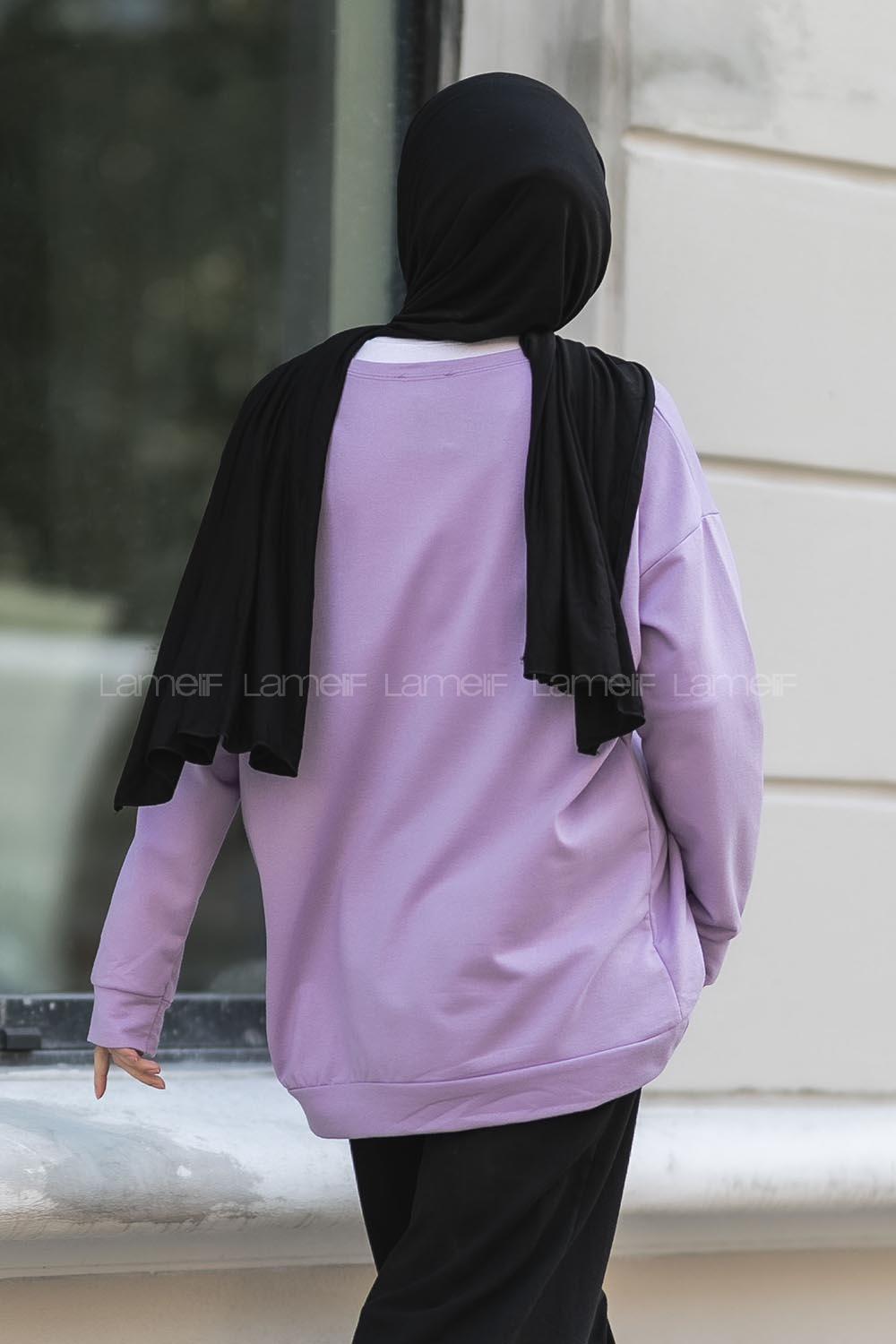 kı Detaylı Sweat Lila