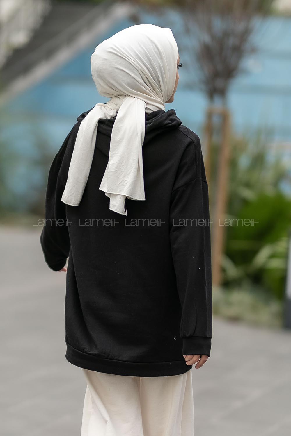 Modalamelif Berkeley Yazı Baskılı Kapüşonlu Sweat Siyah