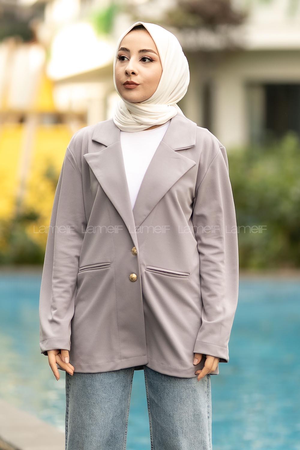 Modalamelif Çift Düğme Detaylı Ceket Gri