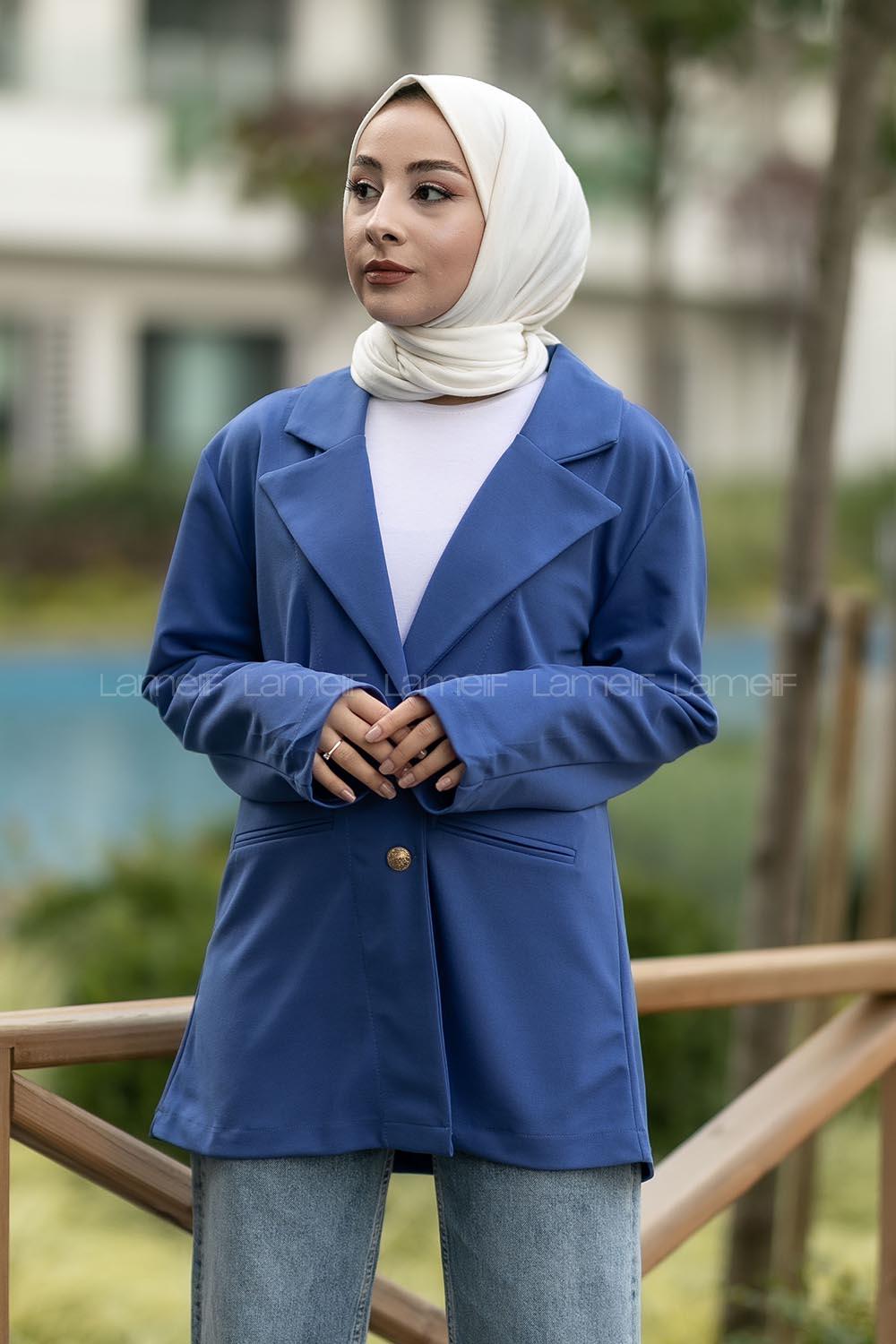 Modalamelif Çift Düğme Detaylı Ceket İndigo