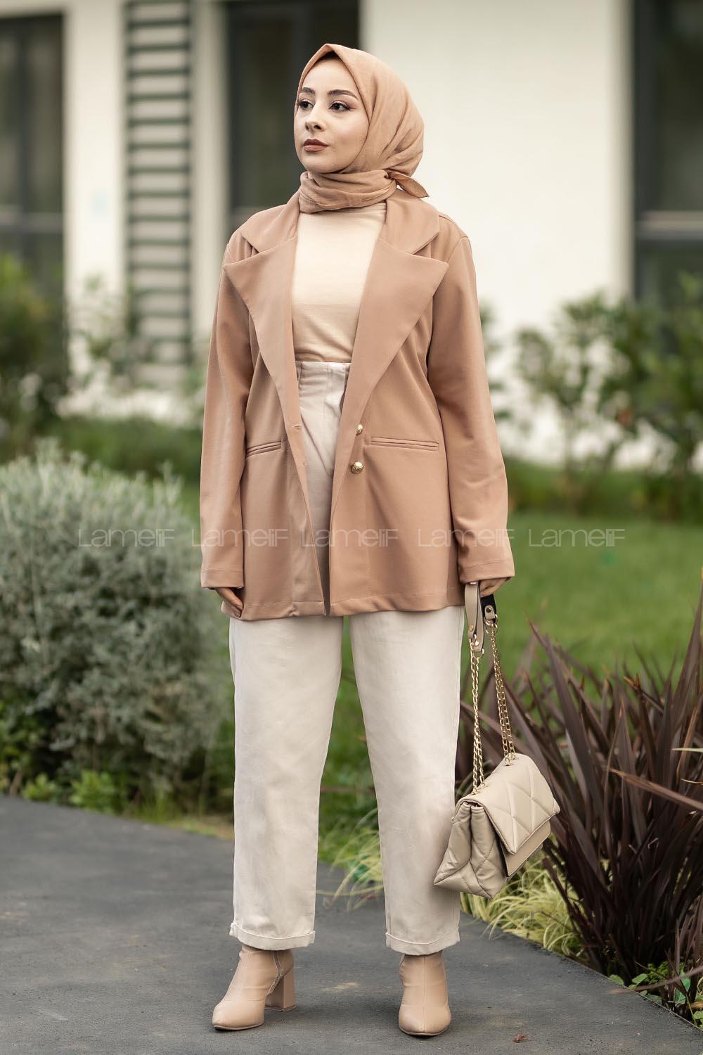 Modalamelif Çift Düğme Detaylı Ceket Sütlü Kahve