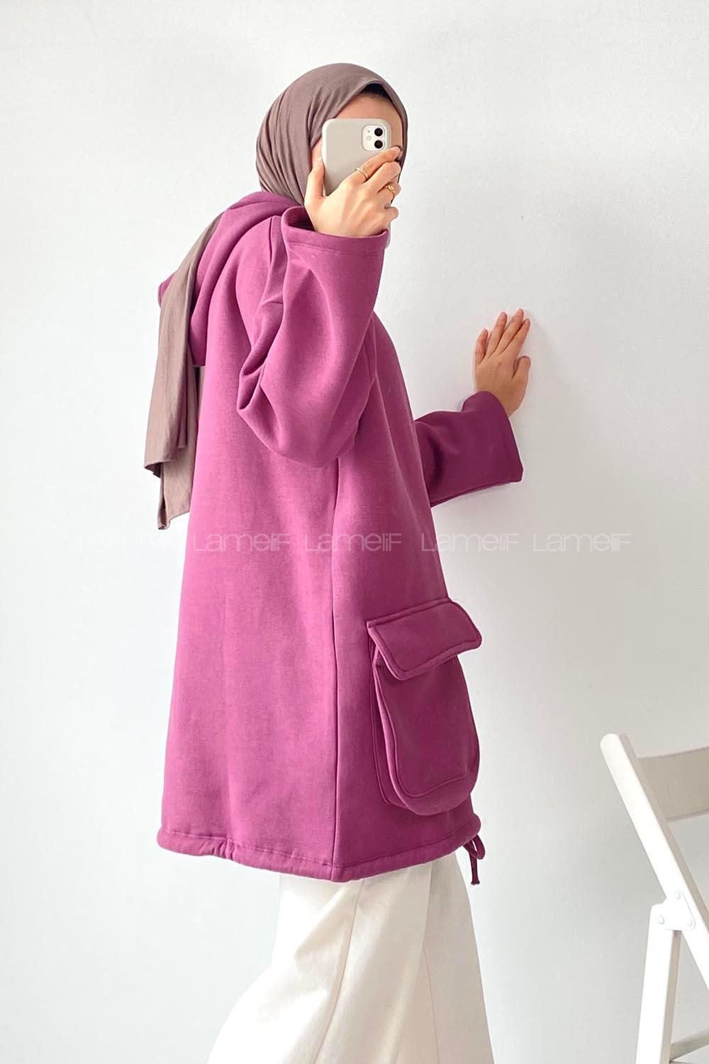 Modalamelif Körük Cepli Sweatshirt Mor