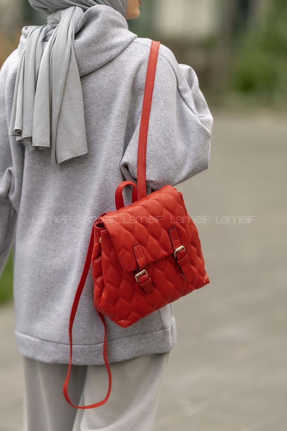Lamelif Pear Kadın Sırt Çantası Kırmızı