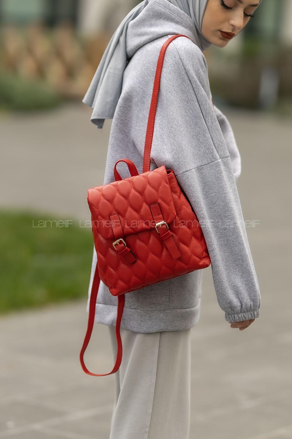 Lamelif Pear Kadın Sırt Çantası Kırmızı