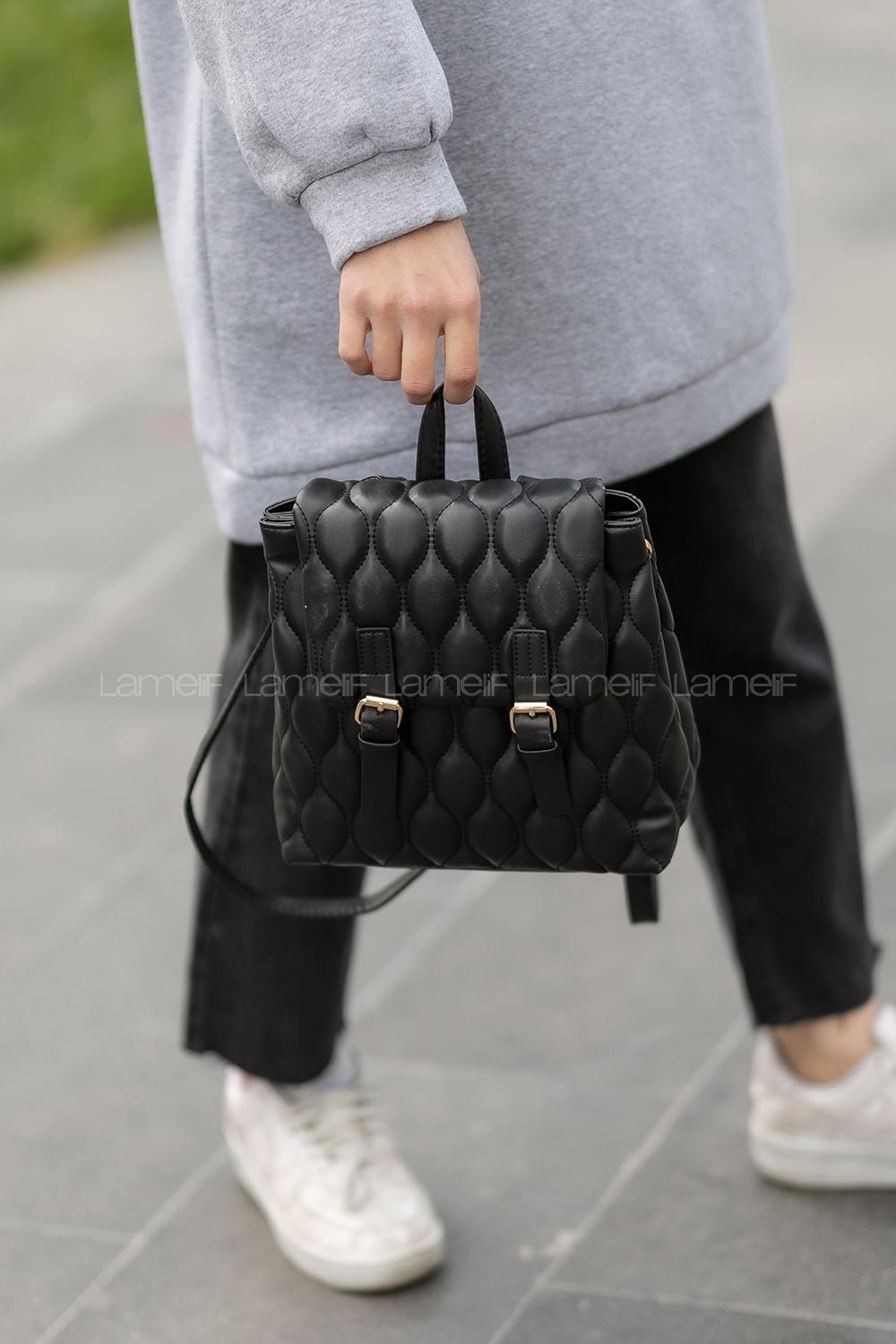 Lamelif Pear Kadın Sırt Çantası Siyah