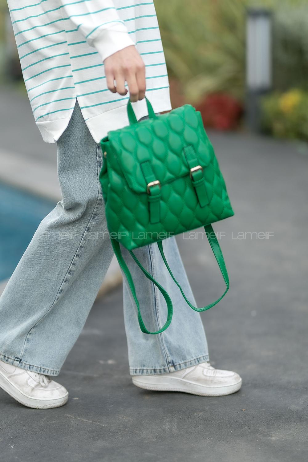 Lamelif Pear Kadın Sırt Çantası Yeşil