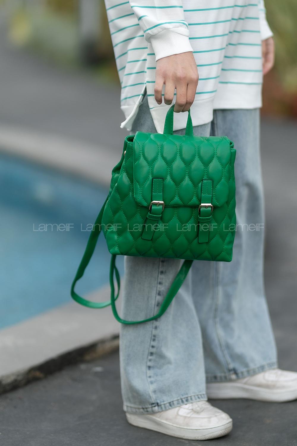 Lamelif Pear Kadın Sırt Çantası Yeşil