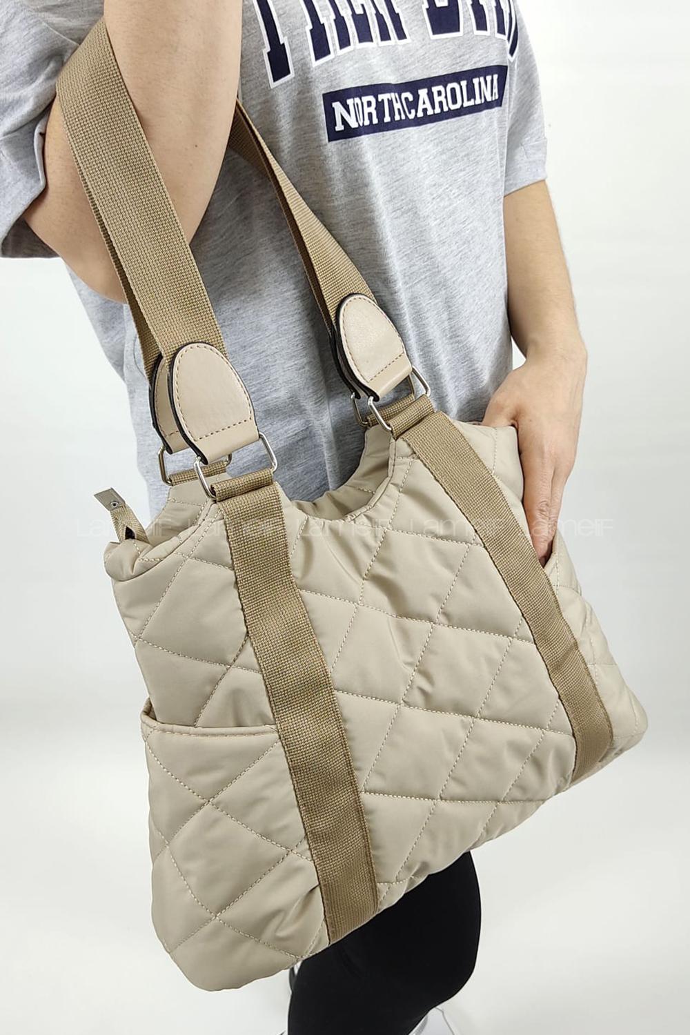 Modalamelif Tek Bölmeli Kapitone Desen Lisa Geniş Kadın Çanta Vizon