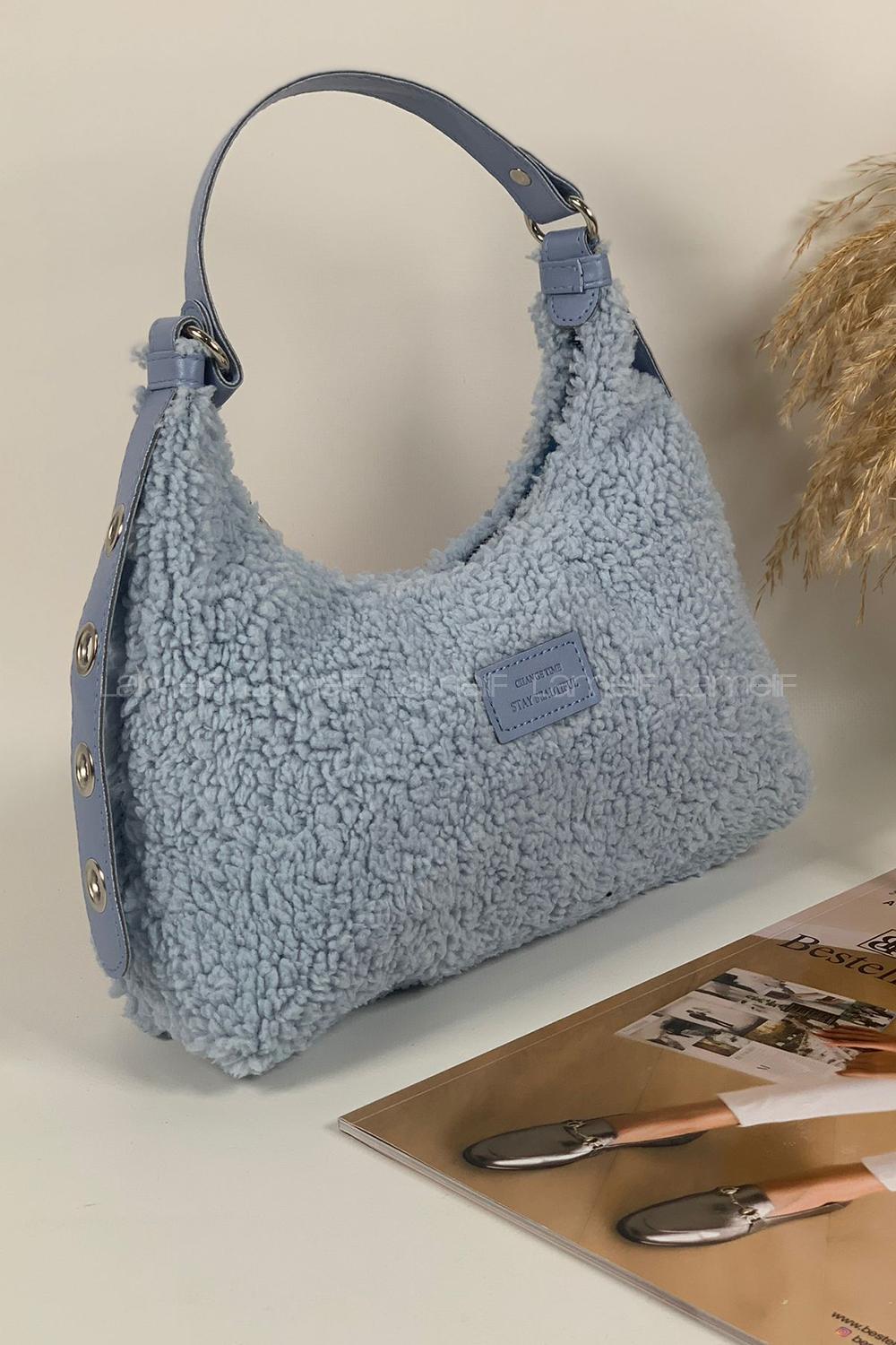 Modalamelif Tek Gözlü Molly Peluş Çanta Buz Mavisi