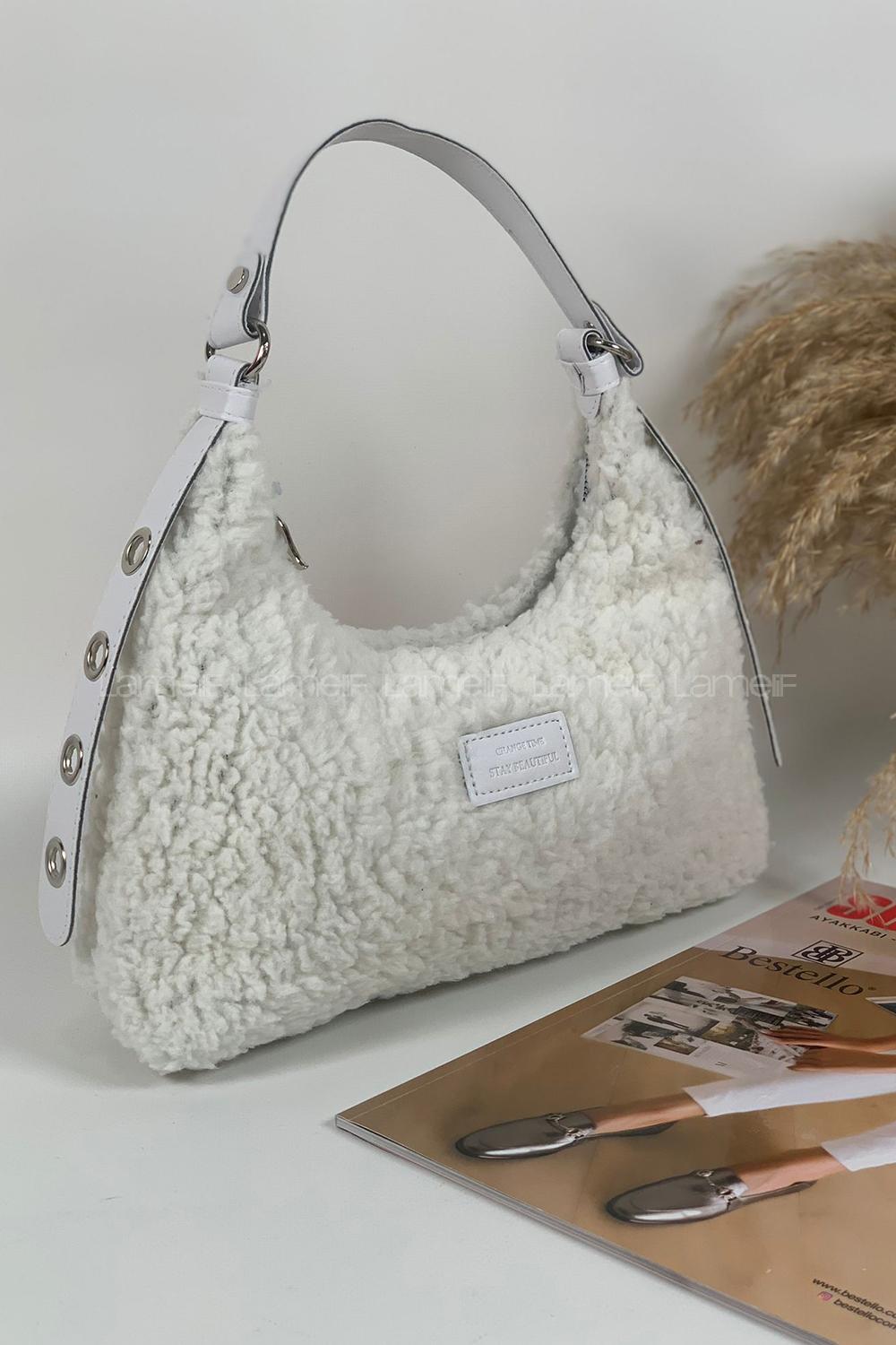 Modalamelif Tek Gözlü Molly Peluş Çanta Ekru