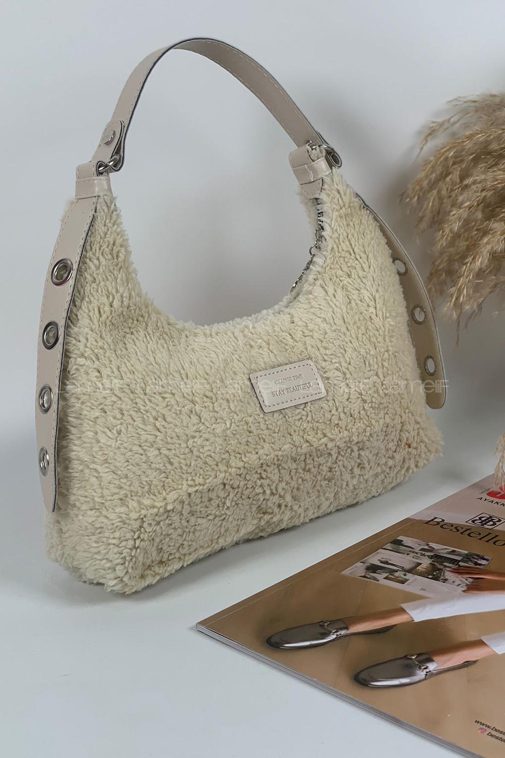 Modalamelif Tek Gözlü Molly Peluş Çanta Krem