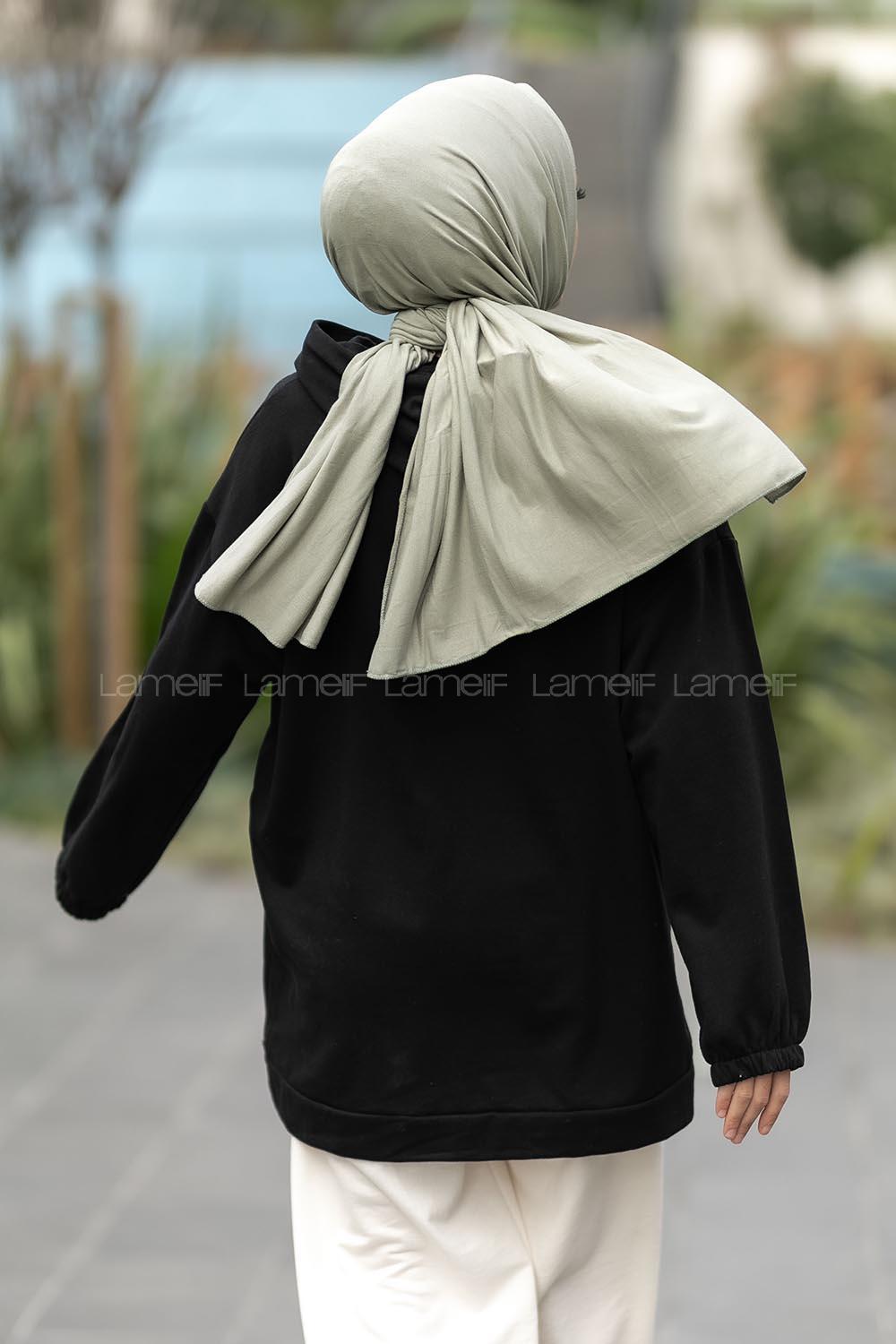 Modalamelif Yale Yazı Baskılı Kapüşon Detaylı Kanguru Cepli Sweat Siyah