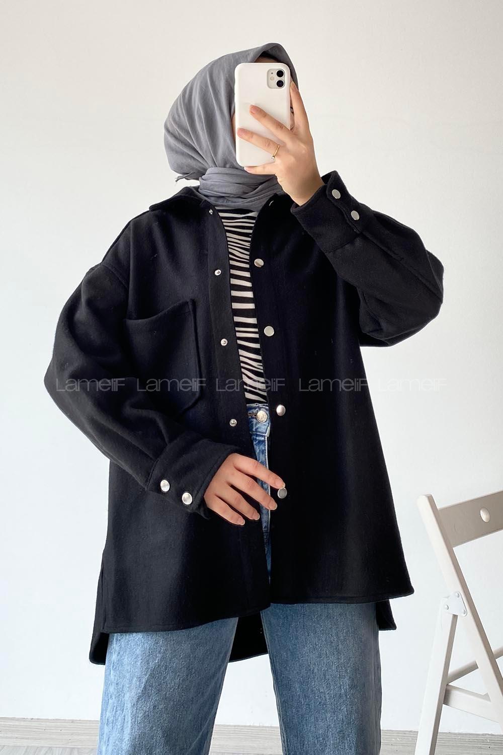 Modalamelif Tek Cepli Kaşe Gömlek Siyah