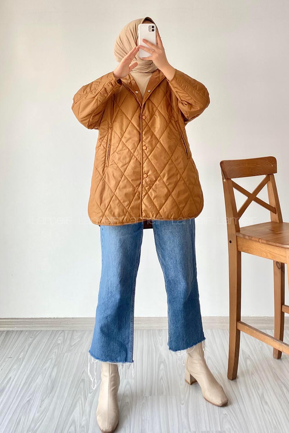 Lamelif Önü Çıtçıt Düğmeli Mont Taba