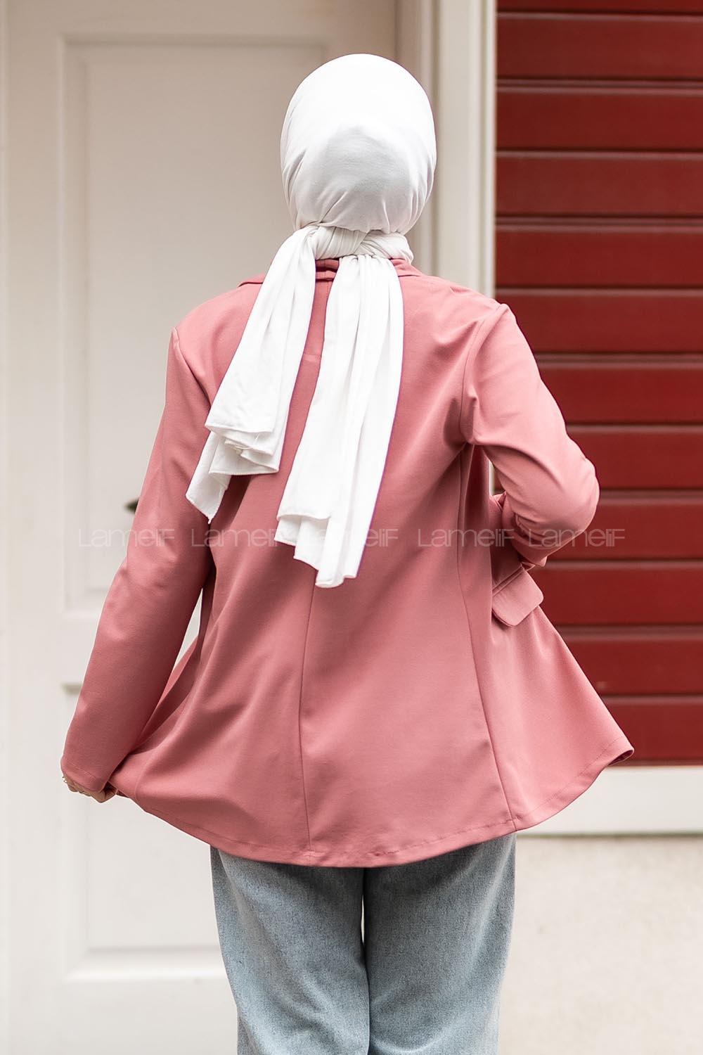 Düğme Detaylı Ceket Pudra