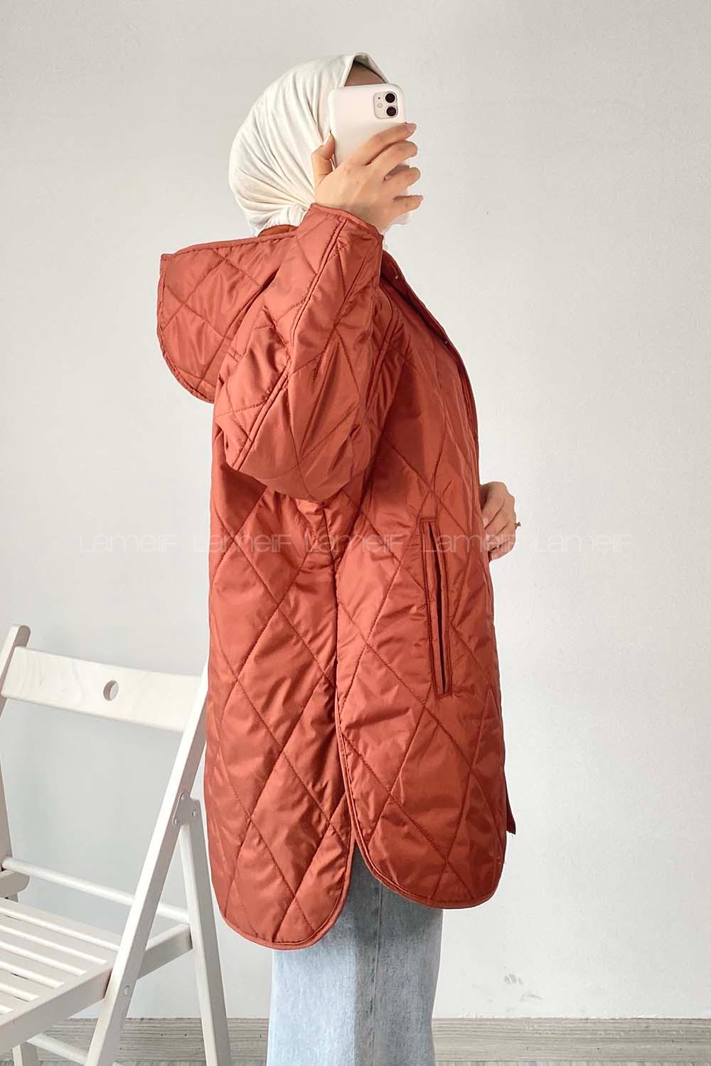 Modalamelif Önü Çıtçıt Düğmeli Mont Kiremit