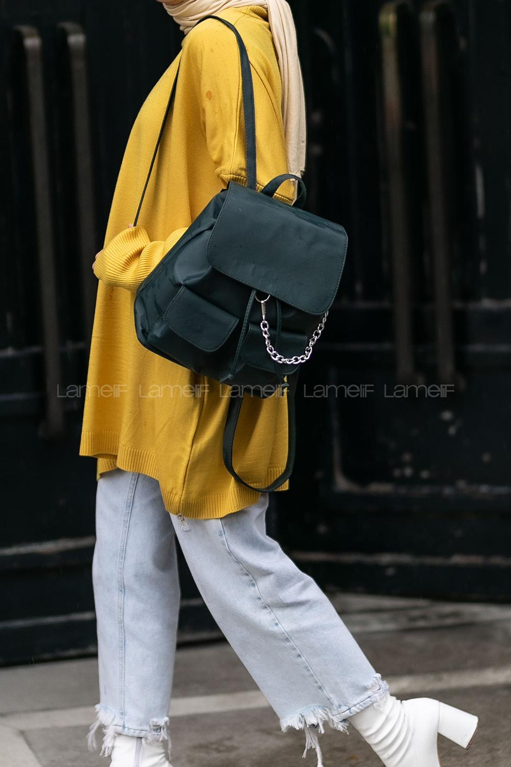 Petrol Blue Buckle With Suspenders Iron Hand Bag Arm Bag Bag