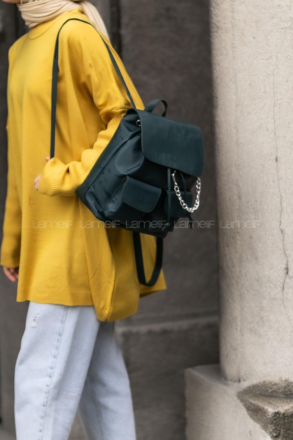 Petrol Blue Buckle With Suspenders Iron Hand Bag Arm Bag Bag