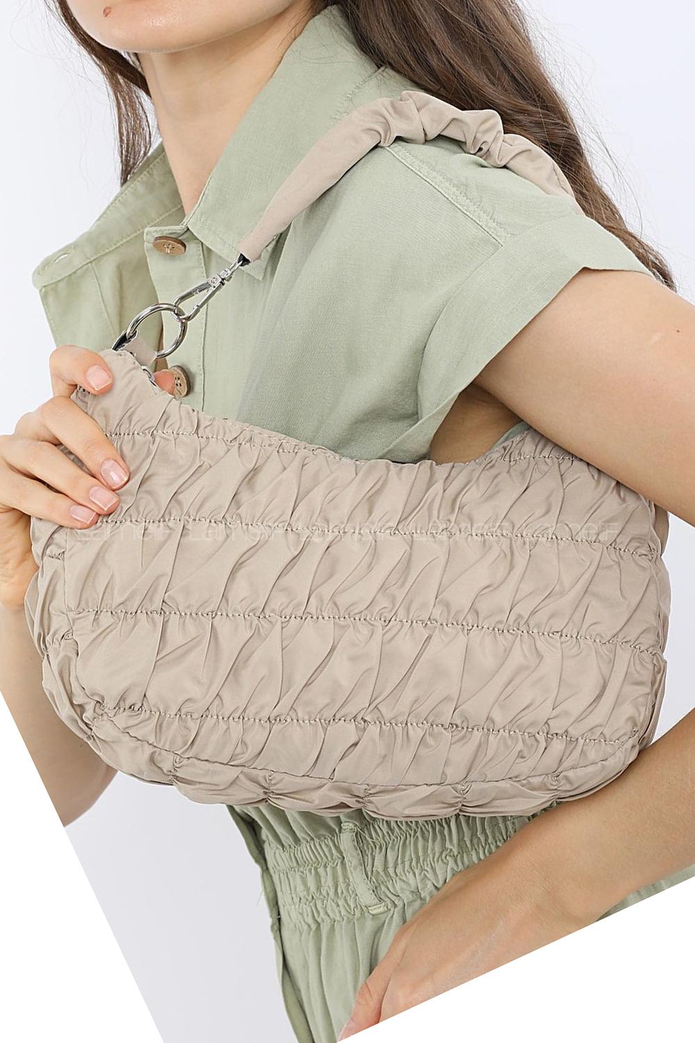 Modalamelif Büzgülü Baguette Çanta Vizonrengi