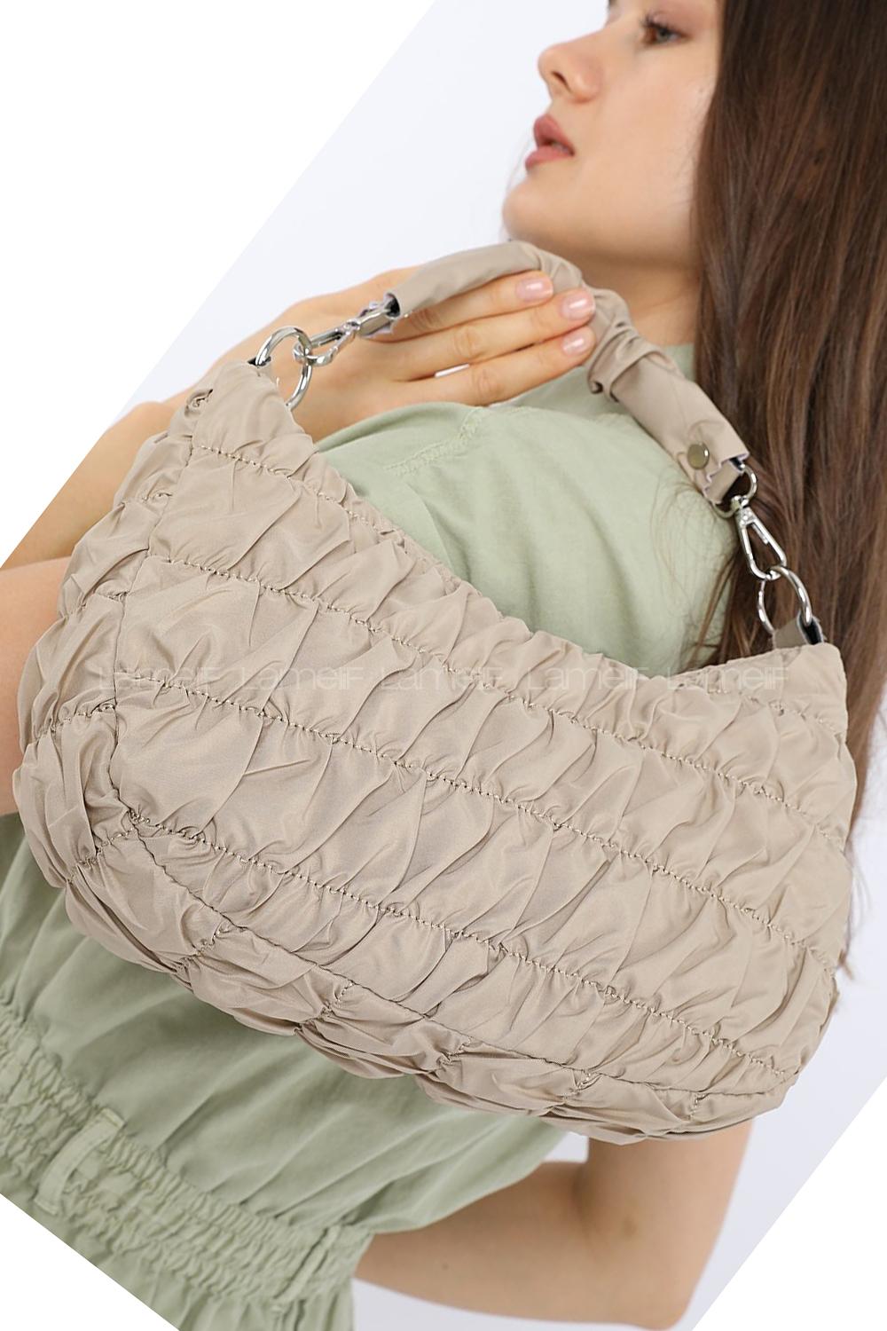 Modalamelif Büzgülü Baguette Çanta Vizonrengi