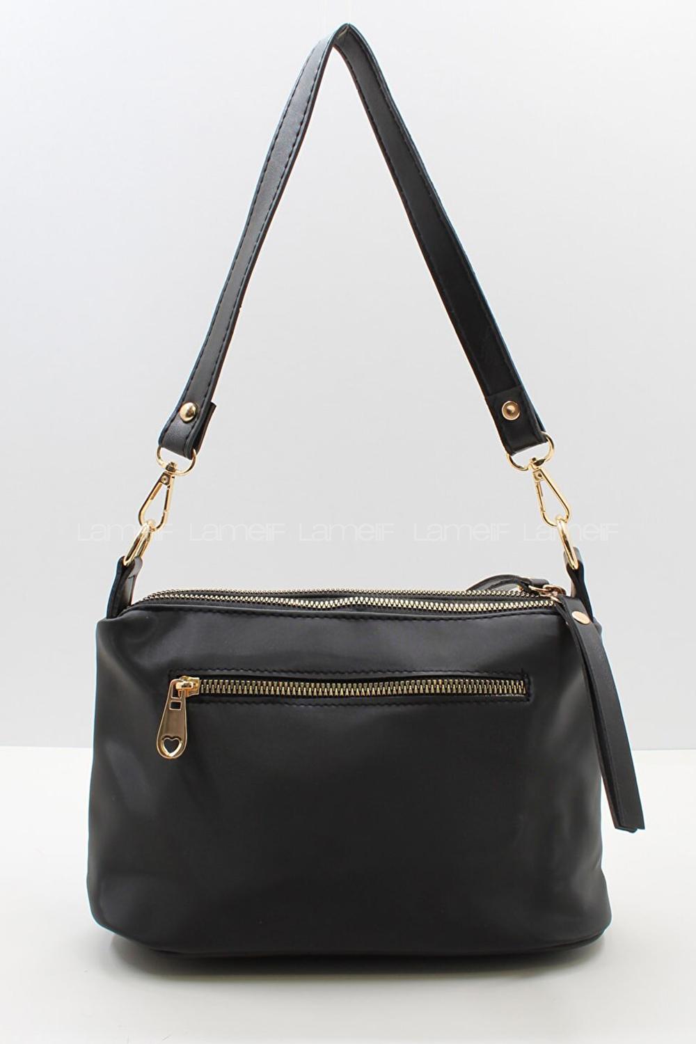 Modalamelif Change Üç Bölmeli Saten Çanta Siyah