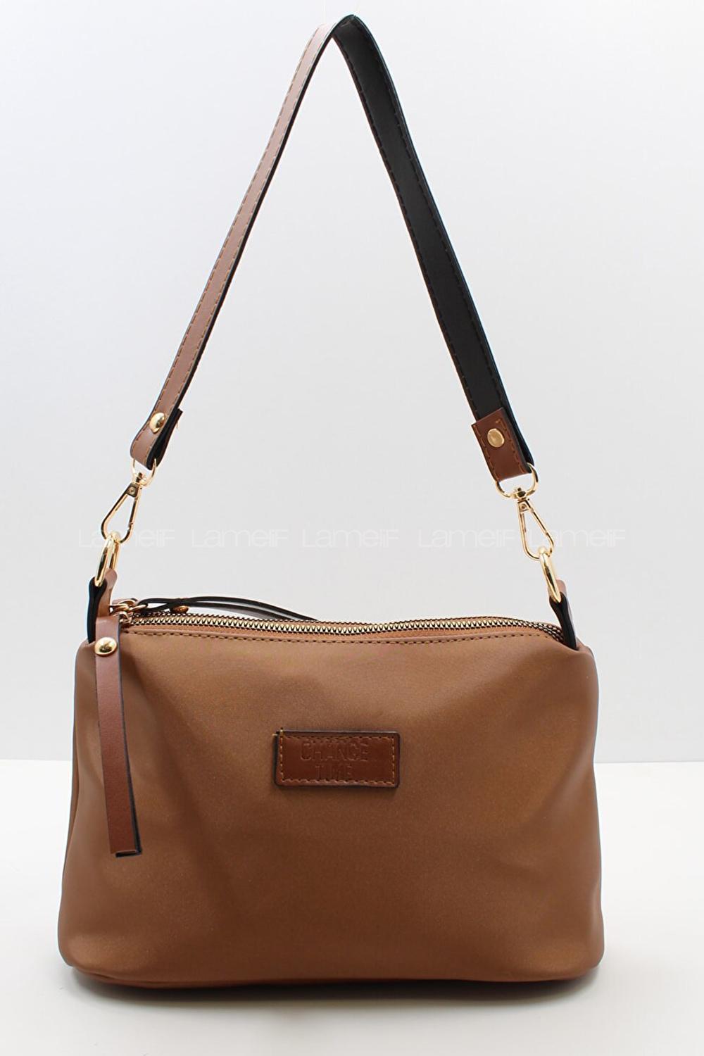 Modalamelif Change Üç Bölmeli Saten Çanta Taba