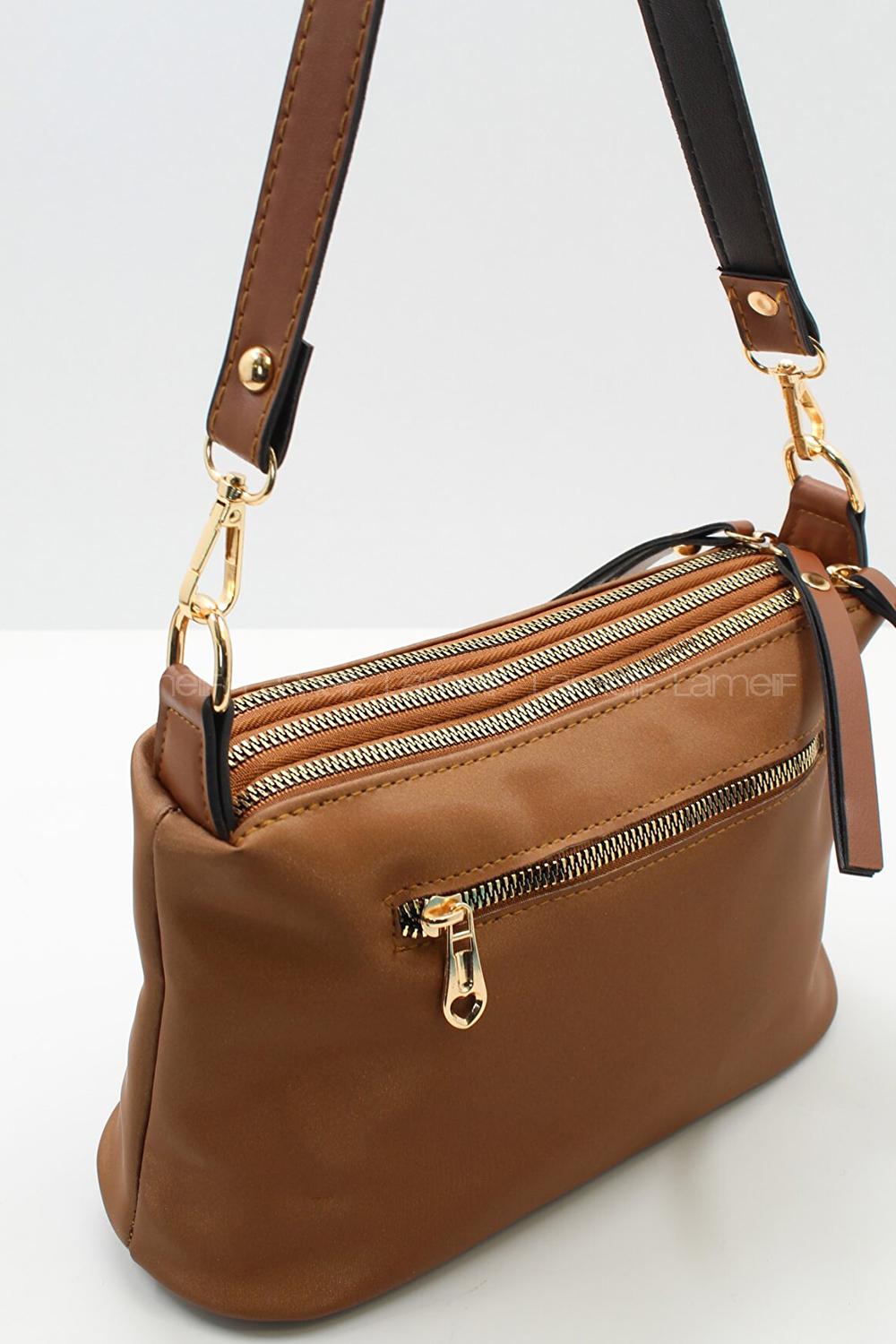 Modalamelif Change Üç Bölmeli Saten Çanta Taba