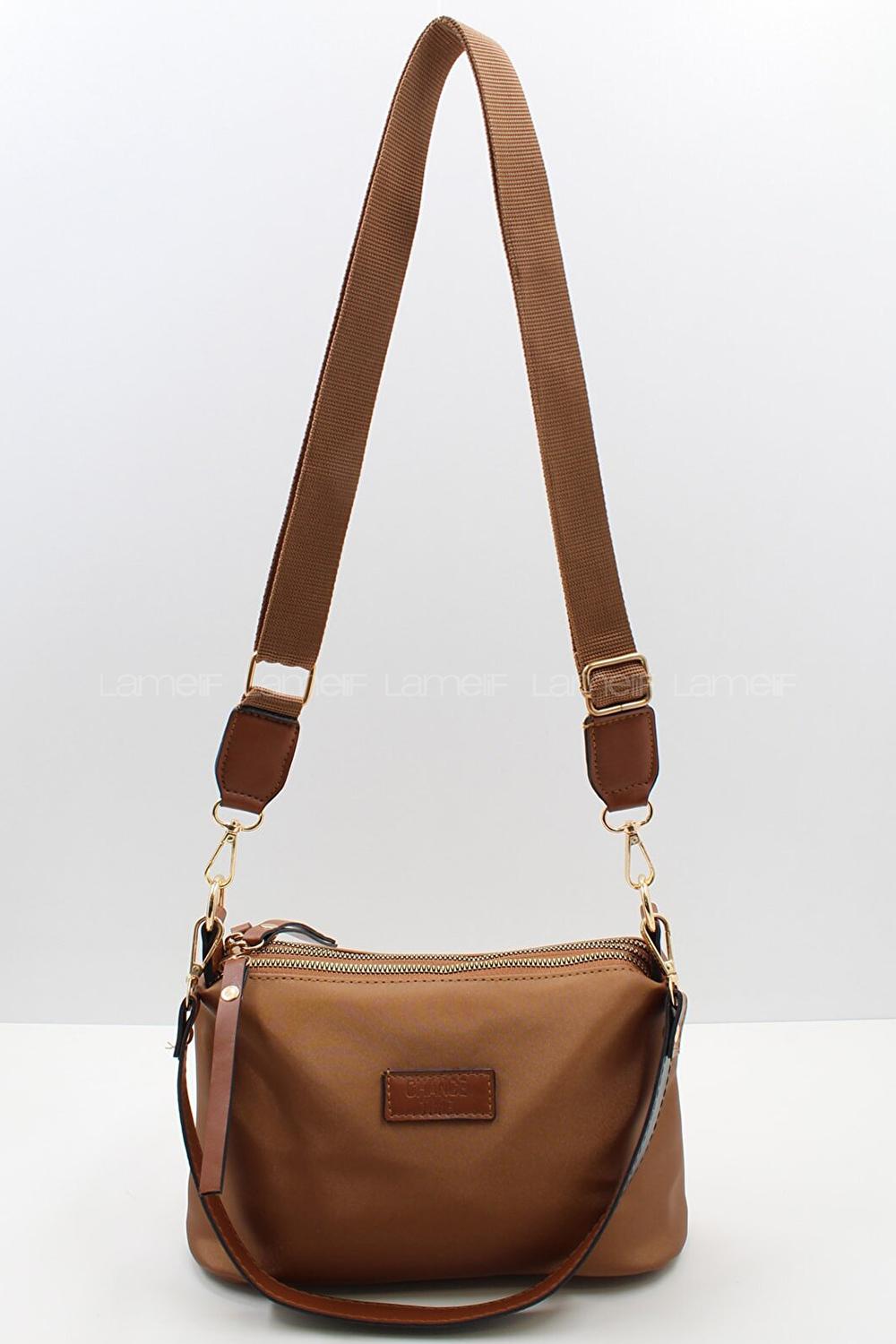 Modalamelif Change Üç Bölmeli Saten Çanta Taba