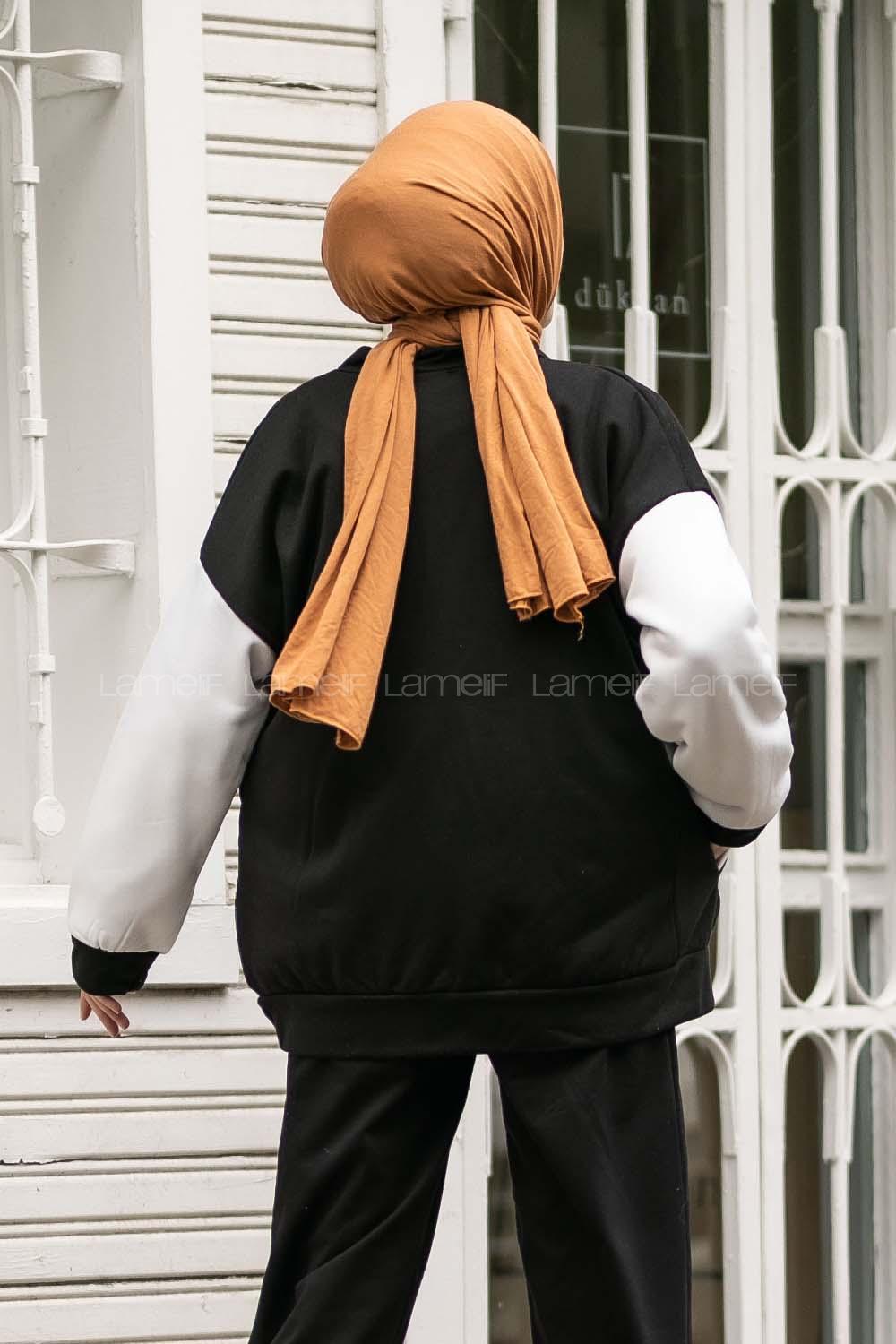 Modalamelif 68 Nakışlı Kolej  Hırka Siyah