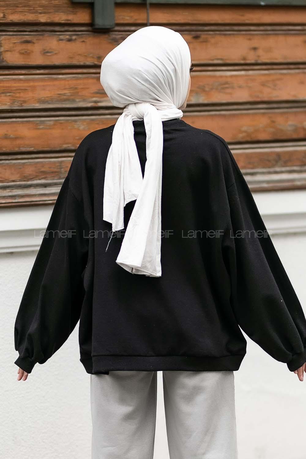 Modalamelif Emoji Baskılı Kaşkorse Sweat Siyah