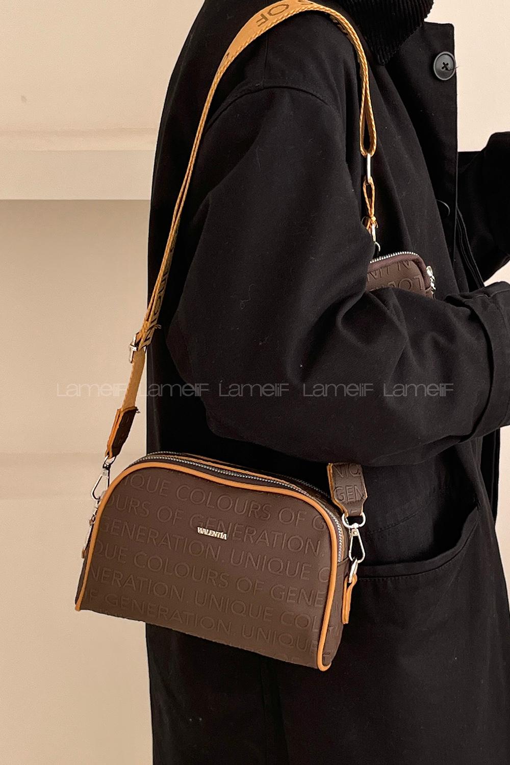 Lamelif Hasır Askılı Valentino Çanta Acı Kahve