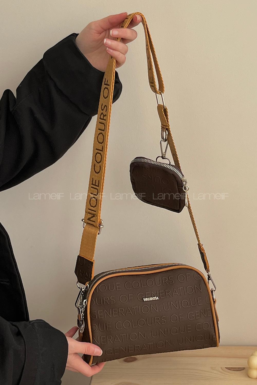 Lamelif Hasır Askılı Valentino Çanta Acı Kahve