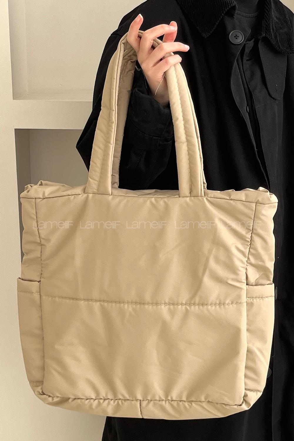 Beige Buckle Skin Hand Bag Bag