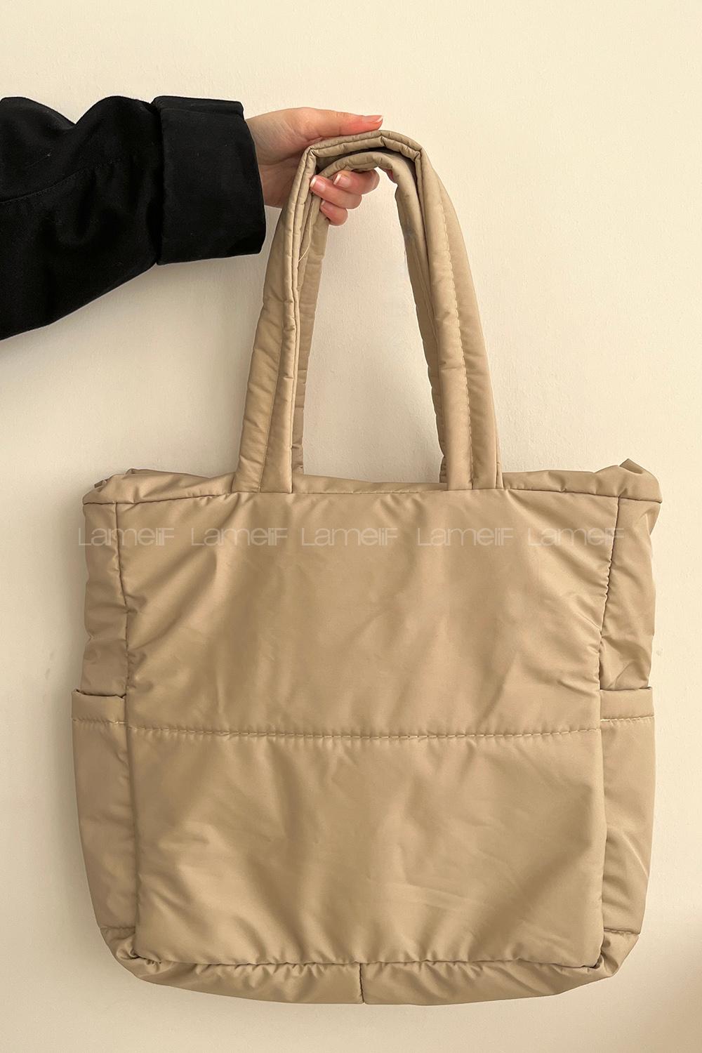Beige Buckle Skin Hand Bag Bag