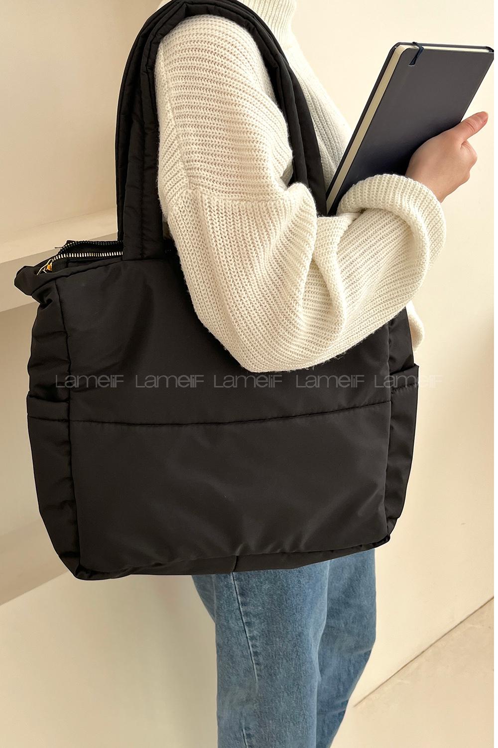 Black Buckle Skin Hand Bag Bag