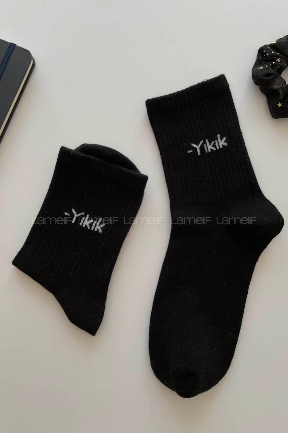 Lamelif Siyah Yıkık Çorap