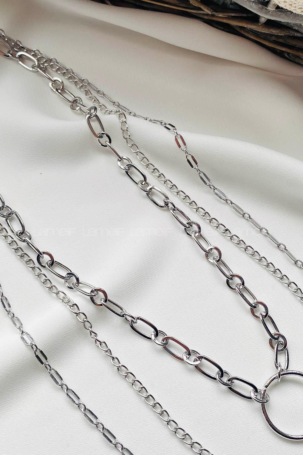 Modalamelif Gümüş 3Lü Kombin Halka Yıldız Detaylı Kolye