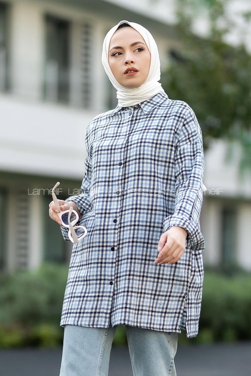 Modalamelif Pötikare Desen Gömlek Açık Mavi