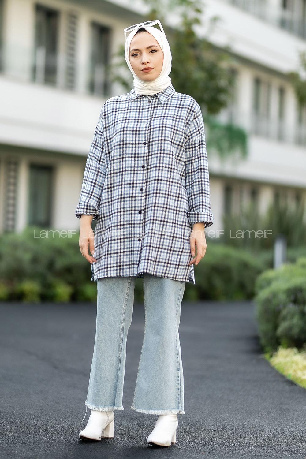 Modalamelif Pötikare Desen Gömlek Açık Mavi