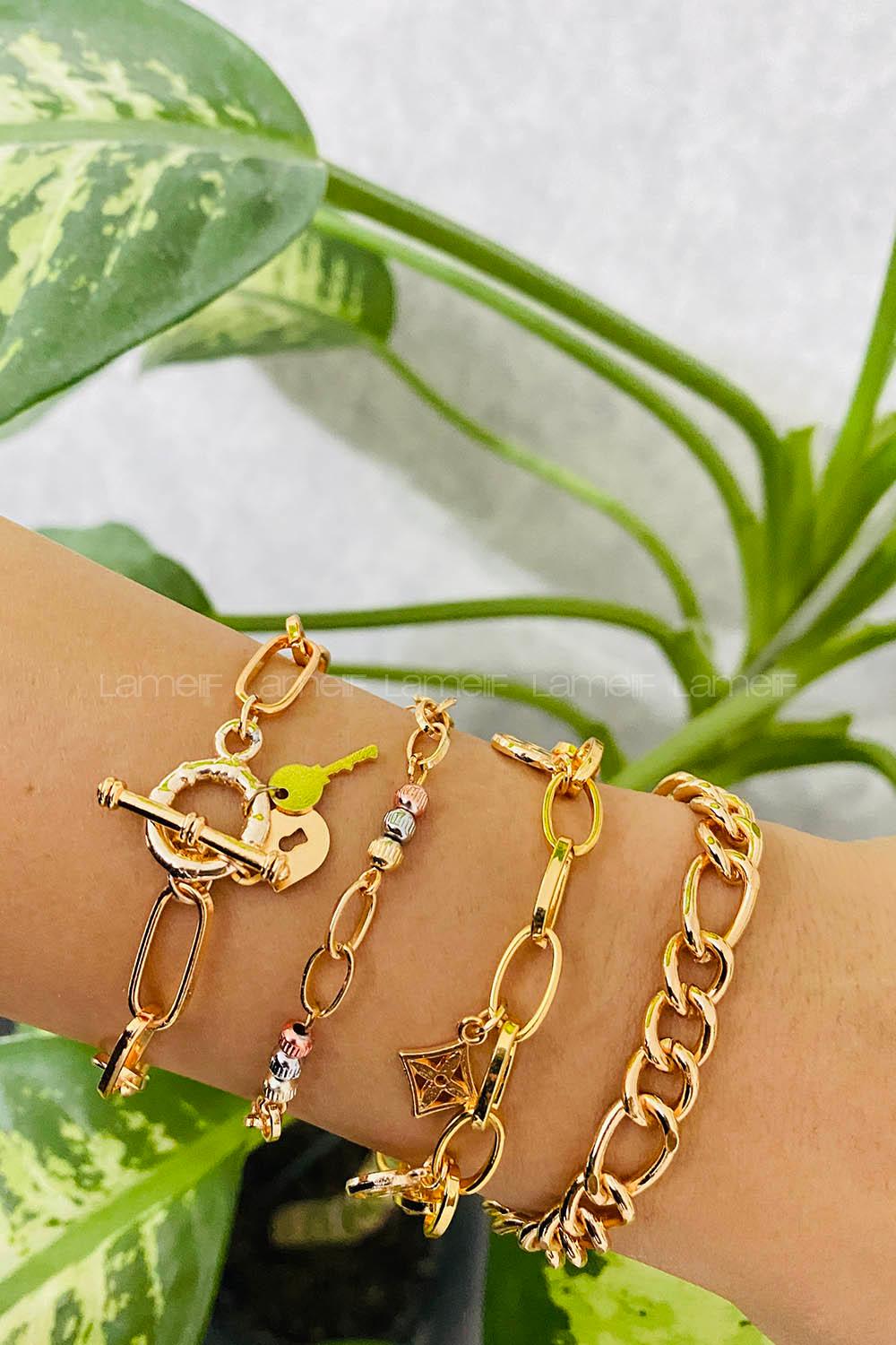 Modalamelif Gold 4lü Kombin Kilit Detay Bileklik Seti