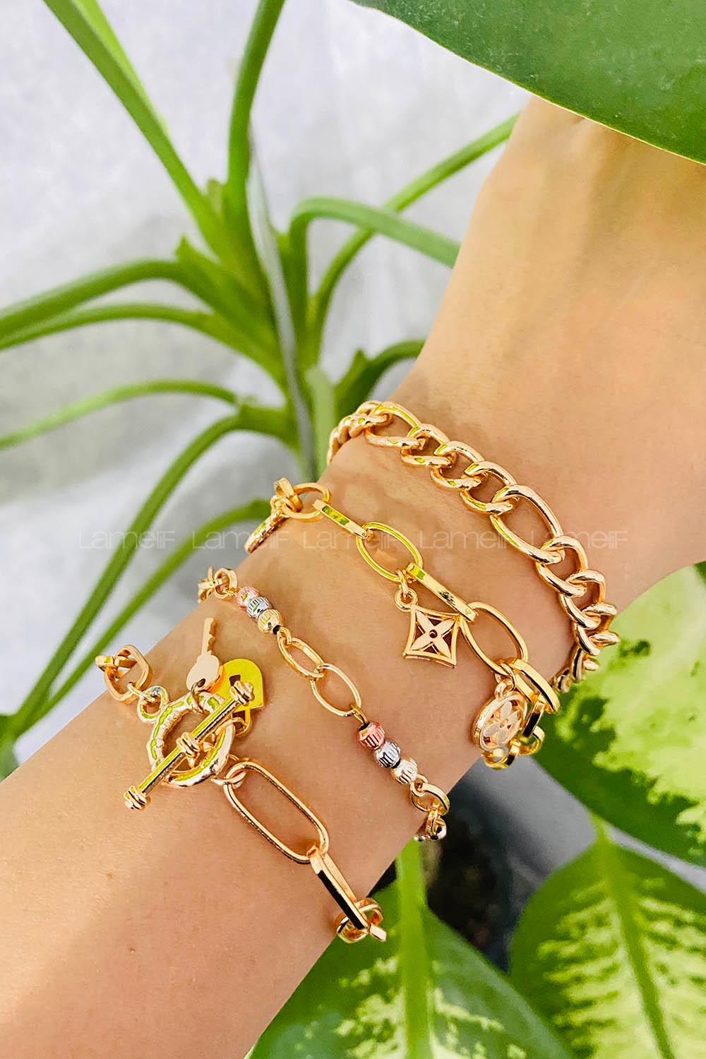 Modalamelif Gold 4lü Kombin Kilit Detay Bileklik Seti